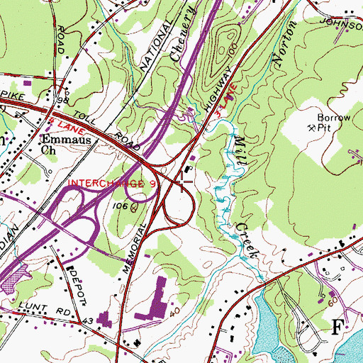 Topographic Map of Interchange 9, ME