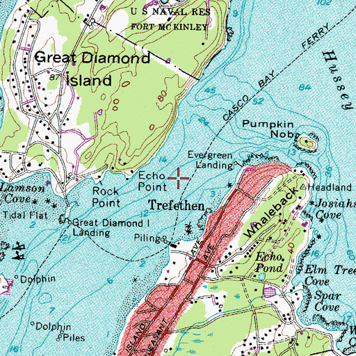 Topographic Map of Diamond Island Pass, ME