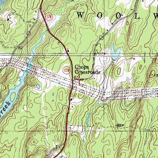 Topographic Map of Chops Crossroads, ME