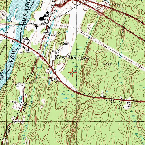 Topographic Map of New Meadows, ME