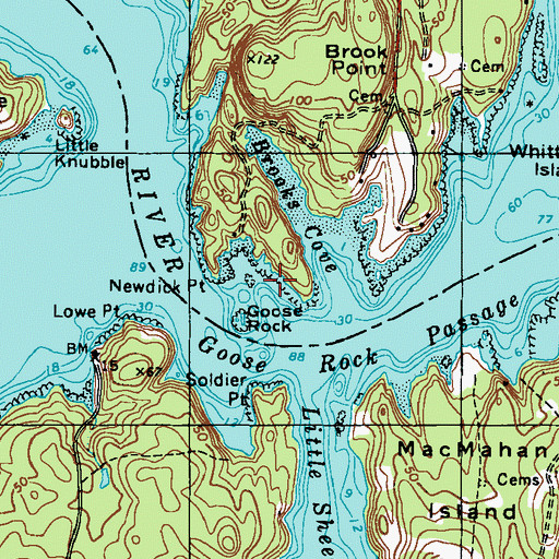 Topographic Map of Newdick Cove, ME