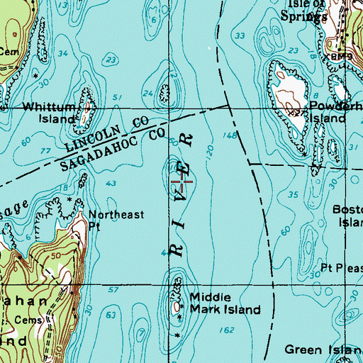 Topographic Map of Middle Ledge, ME