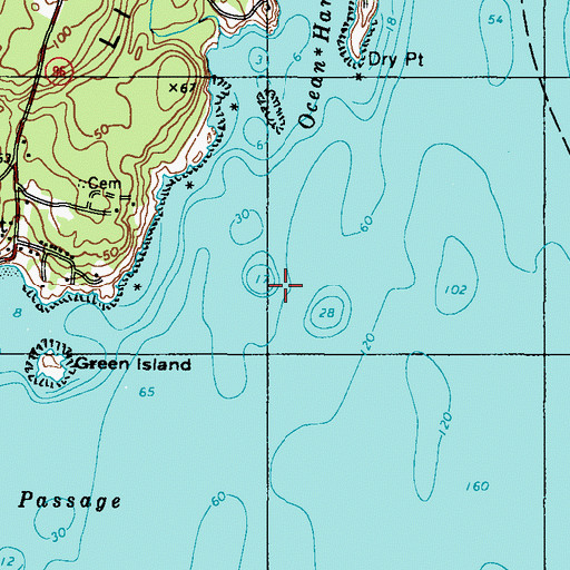 Topographic Map of Decker Rock, ME