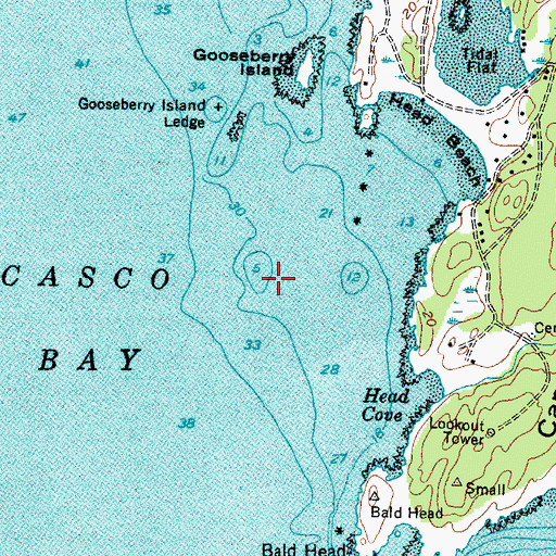 Topographic Map of Spoonbowl Ledge, ME