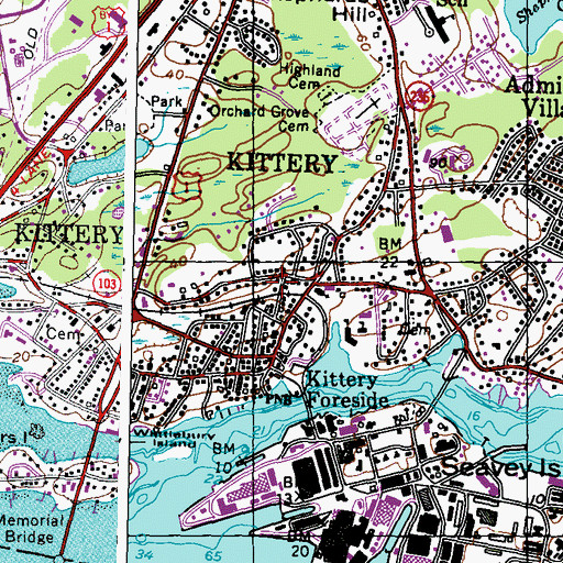 Topographic Map of Kittery Depot, ME