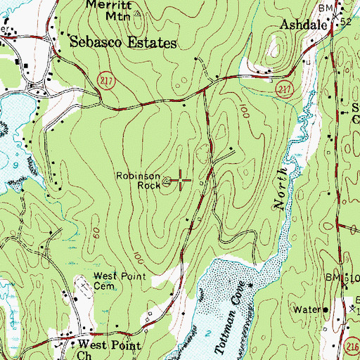 Topographic Map of Cushman Hill, ME