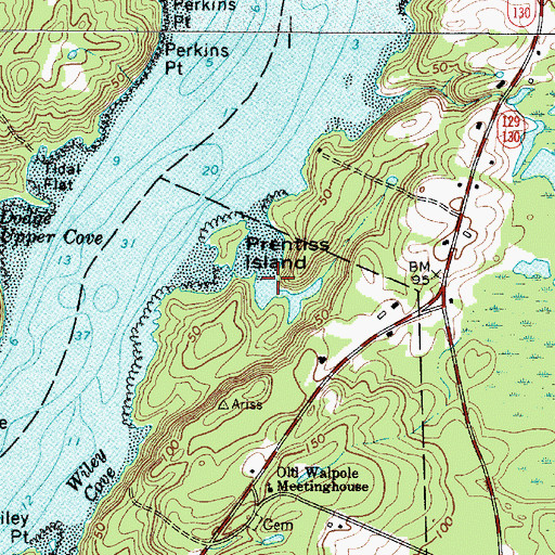 Topographic Map of Prentiss Cove, ME
