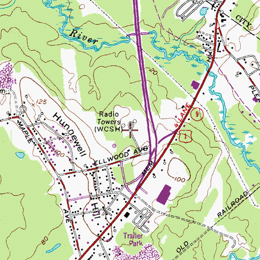 Topographic Map of WCSH Radio Tower (Havre De Grace), ME