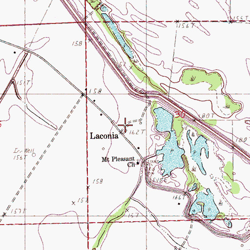 Topographic Map of Laconia, AR