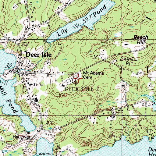 Topographic Map of Mount Adams Cemetery, ME