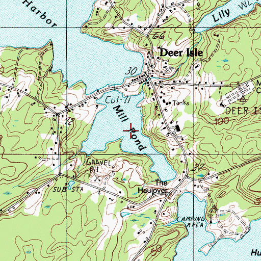 Topographic Map of Mill Pond, ME