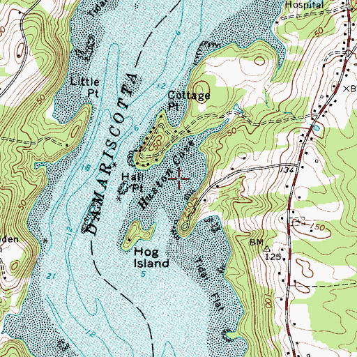 Topographic Map of Huston Cove, ME
