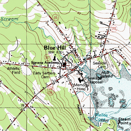 Topographic Map of George Stevens Academy, ME