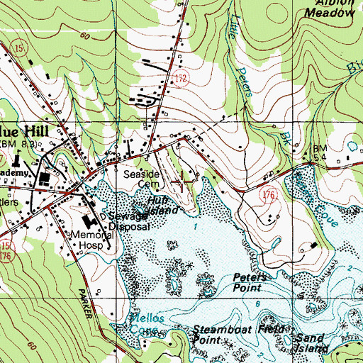 Topographic Map of Seaside Cemetery, ME