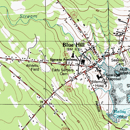 Topographic Map of Early Settlers Cemetery, ME