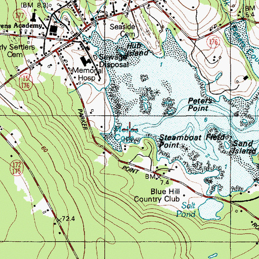 Topographic Map of Mellows Cove, ME