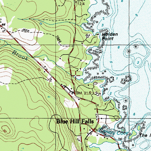 Topographic Map of Bragdon Brook, ME