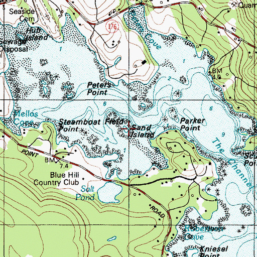 Topographic Map of Sand Island, ME