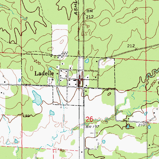 Topographic Map of Ladelle, AR