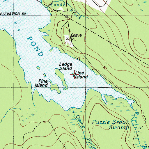 Topographic Map of Line Island, ME