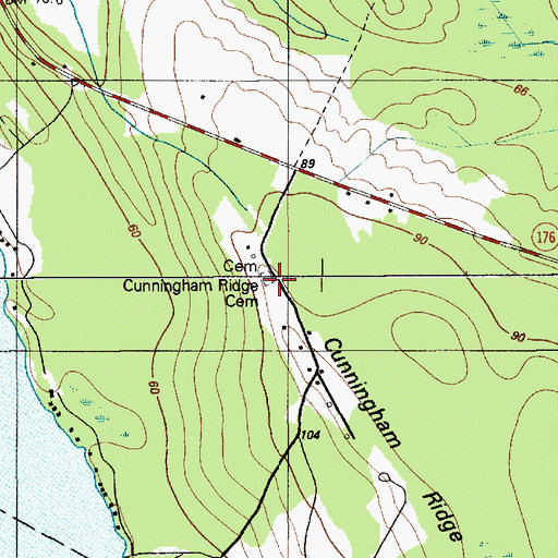 Topographic Map of Cunningham Ridge Cemetery, ME