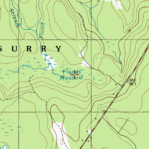 Topographic Map of Floods Meadow, ME