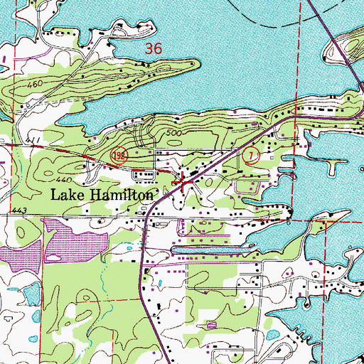 Topographic Map of Lake Hamilton, AR