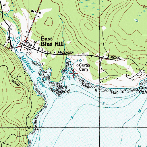 Topographic Map of Curtis Cove, ME