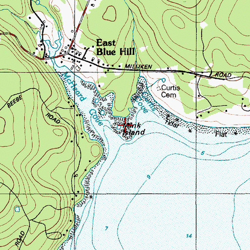 Topographic Map of Mink Island, ME