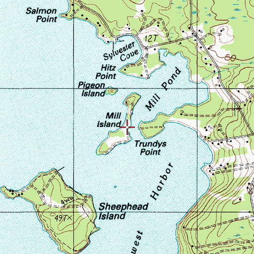 Topographic Map of Mill Island, ME