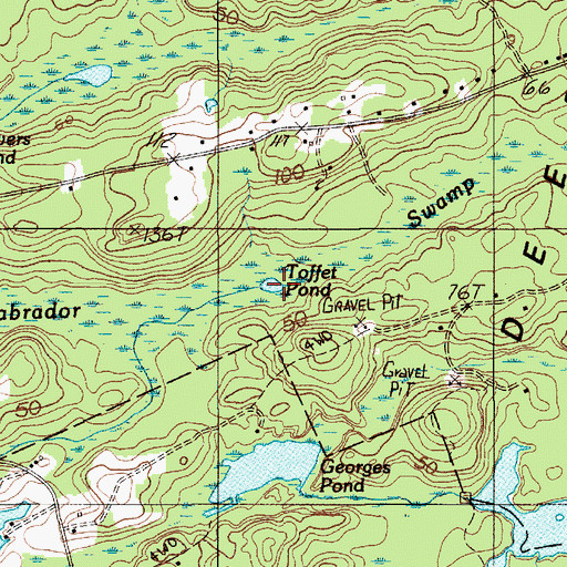 Topographic Map of Toffet Pond, ME
