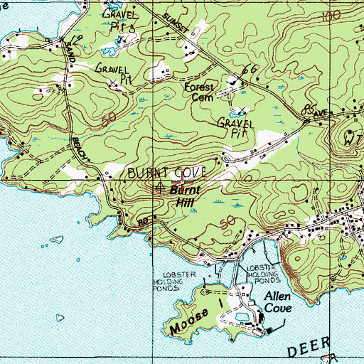 Topographic Map of Burnt Hill, ME