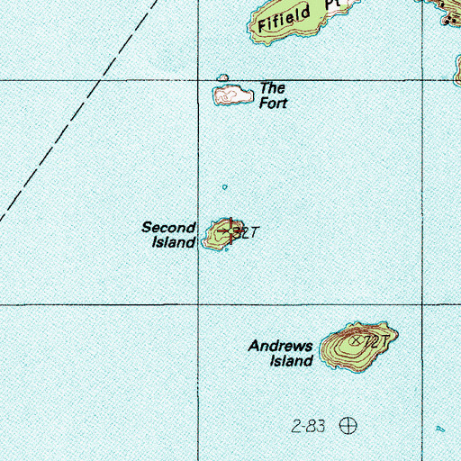 Topographic Map of Second Island, ME
