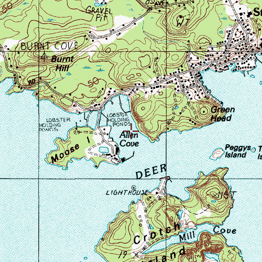 Topographic Map of Allen Cove, ME