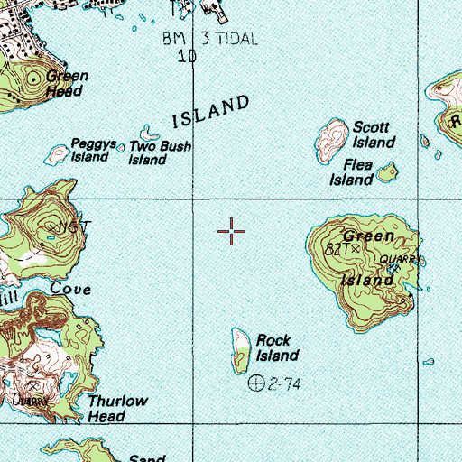 Topographic Map of Sam Stick Ledge, ME