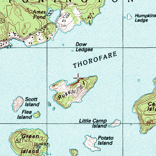 Topographic Map of Roebuck Ledge, ME