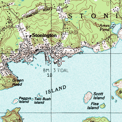 Topographic Map of Staple Point, ME