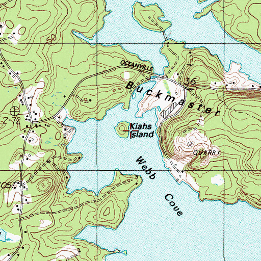 Topographic Map of Kiahs Island, ME