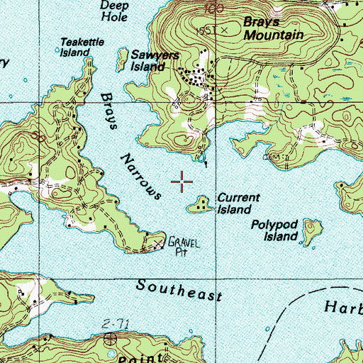 Topographic Map of Brays Narrows, ME