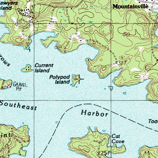 Topographic Map of Polypod Island, ME