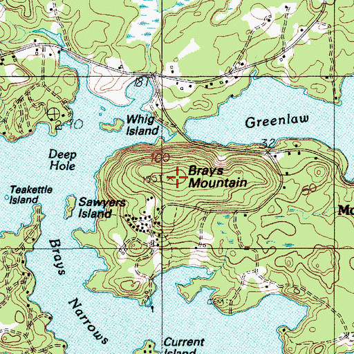 Topographic Map of Brays Mountain, ME