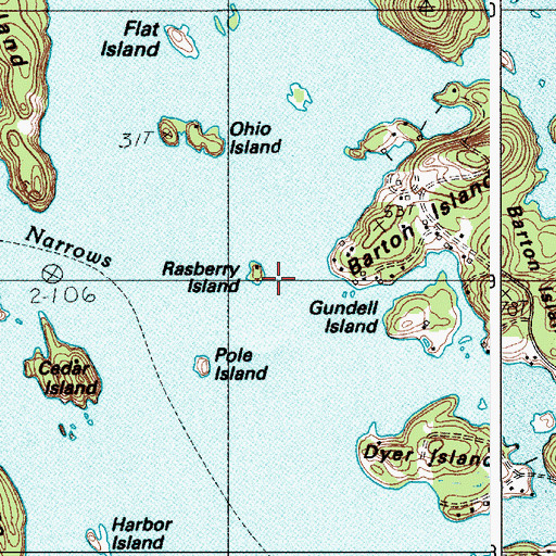Topographic Map of Rasberry Island, ME