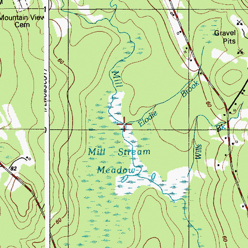 Topographic Map of Eddie Brook, ME