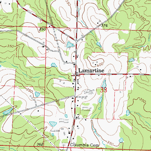 Topographic Map of Lamartine, AR