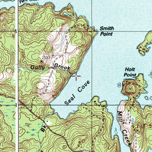 Topographic Map of Gully Brook, ME