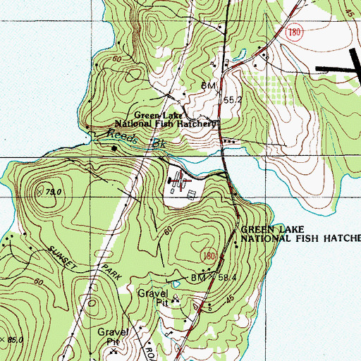 Topographic Map of Green Lake National Fish Hatchery, ME