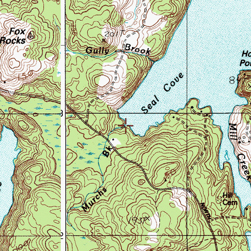 Topographic Map of Murchs Brook, ME