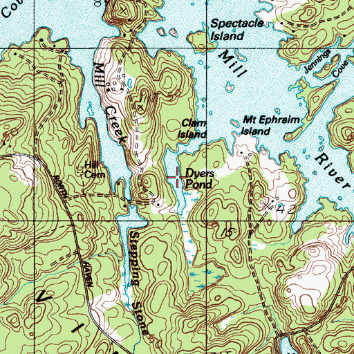 Topographic Map of Dyers Pond, ME