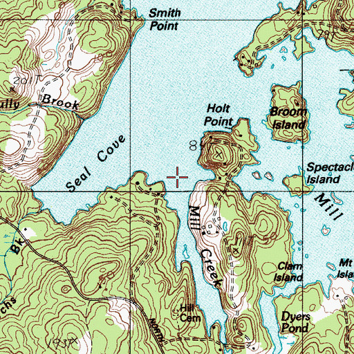 Topographic Map of Mill Creek, ME