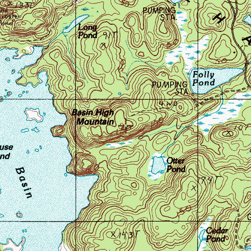 Topographic Map of Basin High Mountain, ME